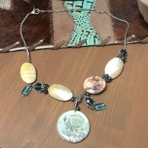 Elegant Multi-Stone Necklace with Floral Pendant